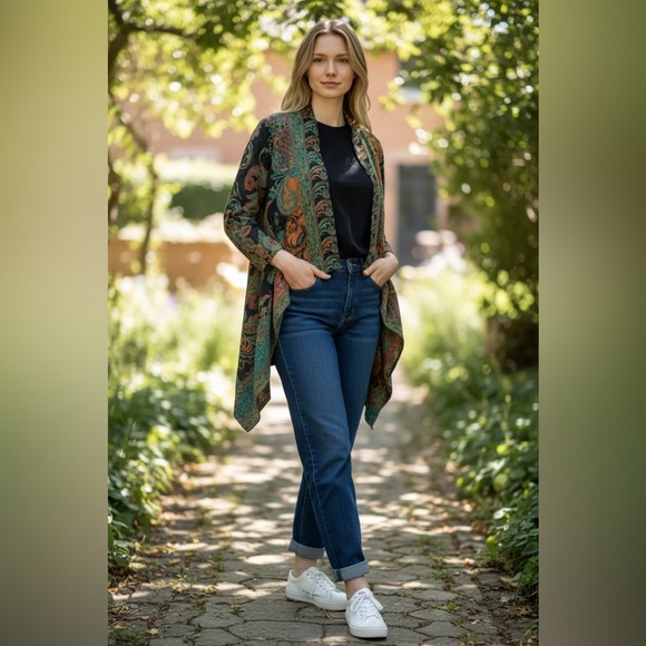 Parsley & Sage Multicolor Paisley Cardigan, M - Picture 2 of 12